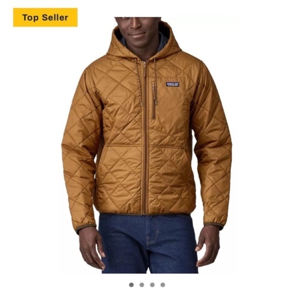 Patagonia Men's Medium Diamond Quilted Bomber Hooded Jacket Shelter Brown NWT - Picture 7 of 10